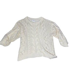 Fantastic Fawn oversize cable knit sweater large cream buttery yellow